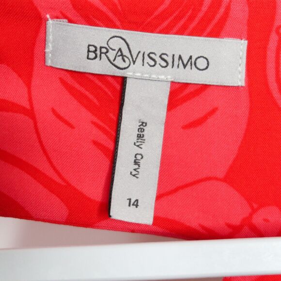 Bravissimo Womens Short Dress Size 14 Pink Tropical Print Sleeveless - Picture 3 of 10